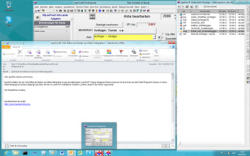 Windows 8 Anwaltssoftware Labortests - LawFirm Professional - Dokumentenviewer (rechts) mit einem geffneten E-Mail, hier in Outlook 2010 (aus dem Integrationstest mit den Windows 8 Anzeigefunktionen fr verschiedene Dateitypen)